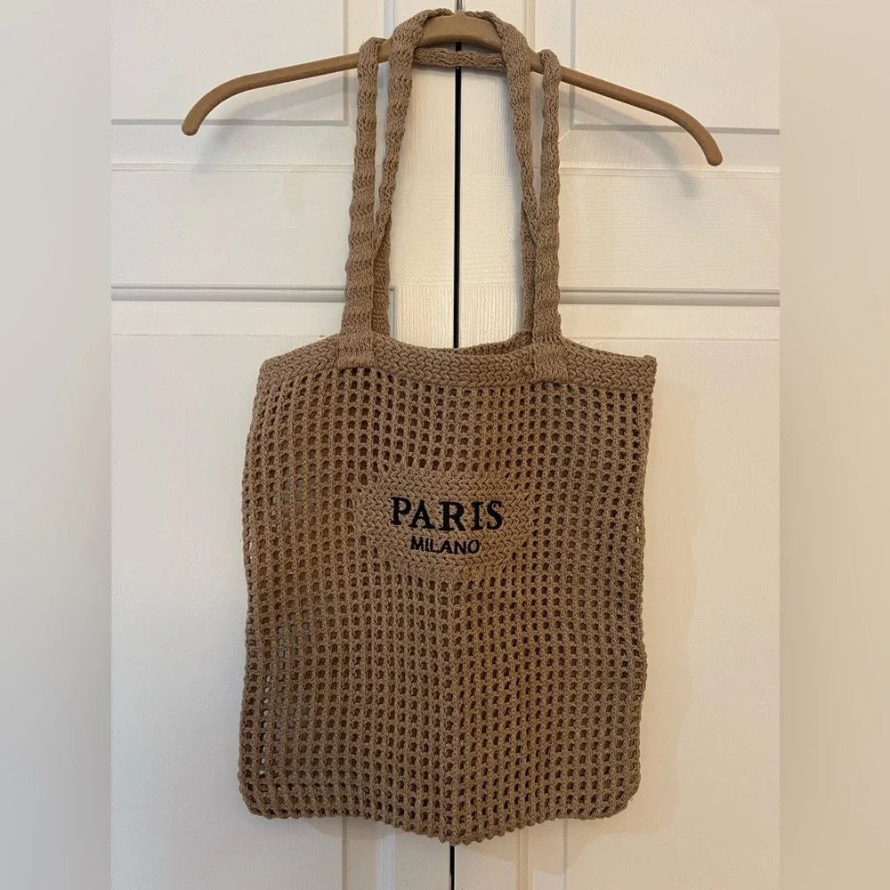 Paris Milano Woven Tote Bag in Tan NWT - Picture 1 of 7